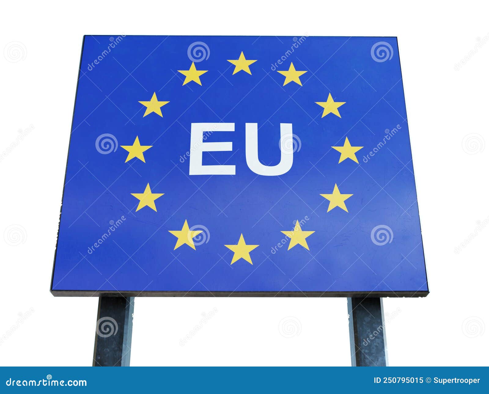 border sign of europeÃÂ european union flag and eu border